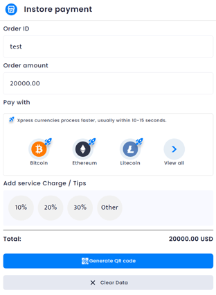 In Store Crypto Payments Screenshot In Store Crypto Payments Screenshot