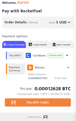 eCommerce Payments Screenshot Crypto Exchange