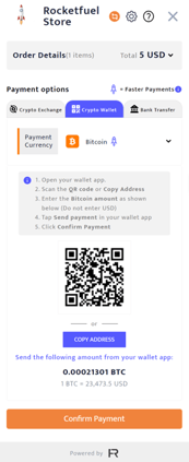 eCommerce Payments Screenshot Crypto Wallet